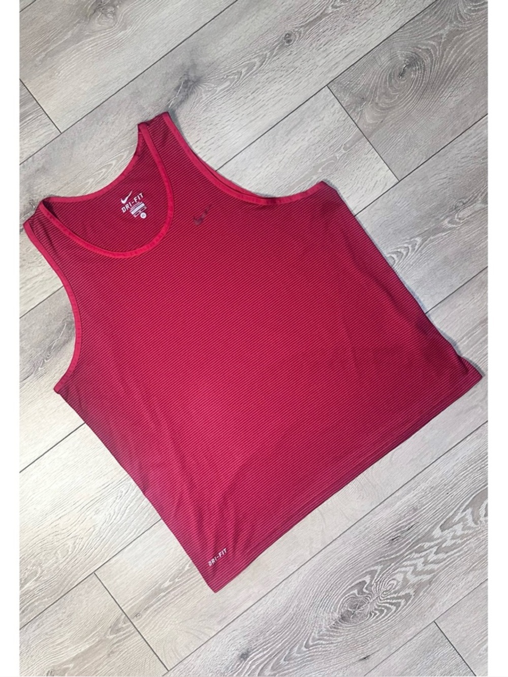 Nike Dri Fit Red Striped Training Tank Top